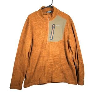 Eddie Bauer Outdoors Mens Sweatshirt Orange Fleece 1/4 Zip Long Sleeve Large